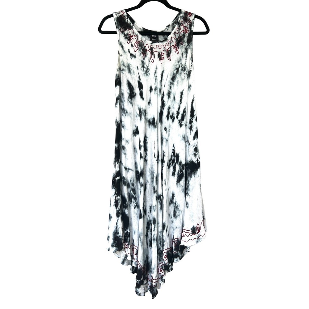 Seven Islands Dress One Size Tie Dye Embroidered Coverup Light Handkerchief Boho